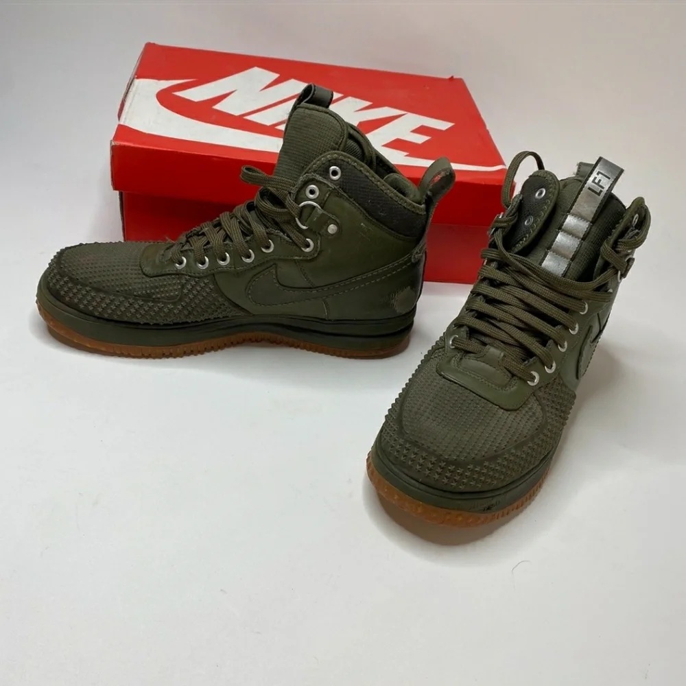 Nike Lunar Force 1 Duckboot Olive Green Gum Watershield Sneakers Men Size 8